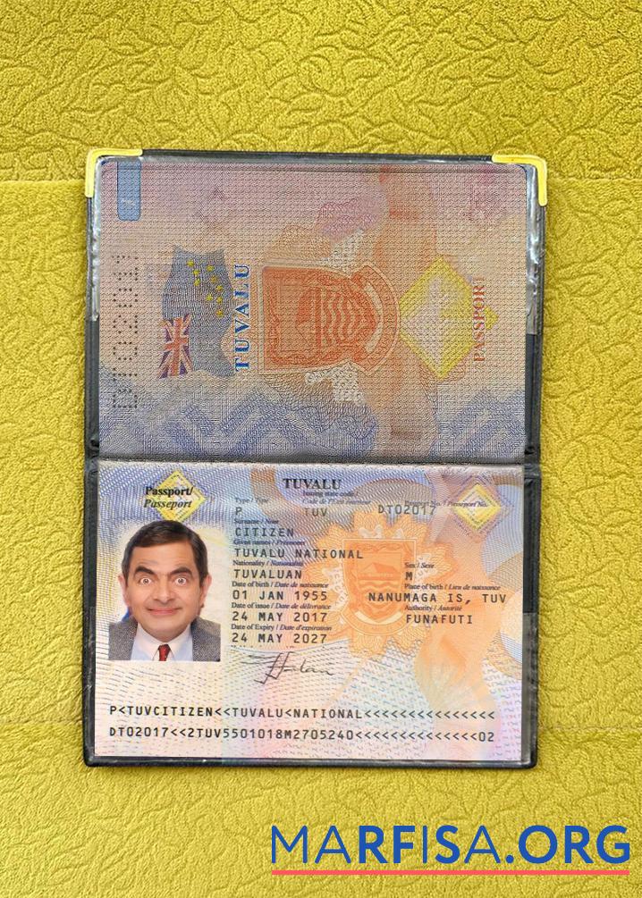 Blank Tuvalu passport photolook sample